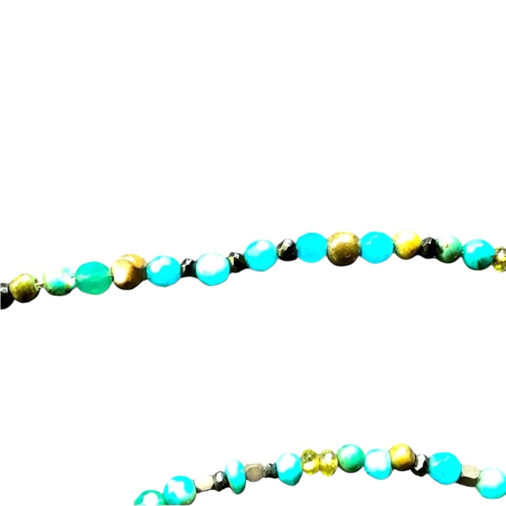 Turquoise Precious beaded necklace peridot black onyx necklace blue agate .925 - Picture 13 of 16